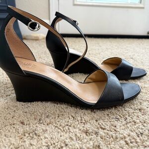 Naturalizer Chic Black Wedge Sandals with Ankle Strap 13M